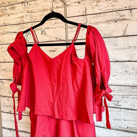 Showpo red cold shoulder romper - Picture 2 of 8